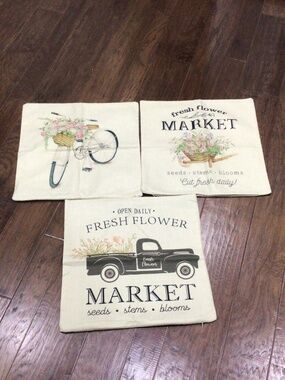 Three Farmhouse pillow covers. 17 x 17 new without tags